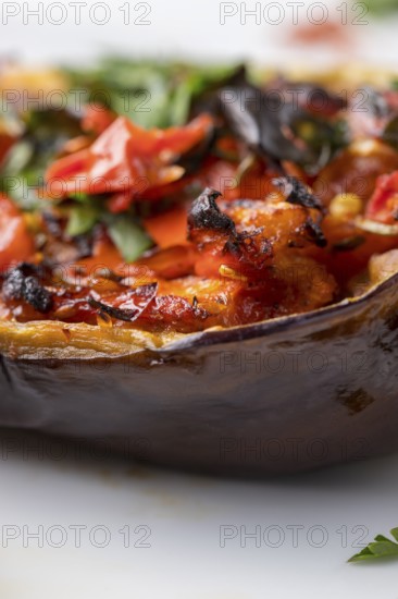 Grilled stuffed aubergine