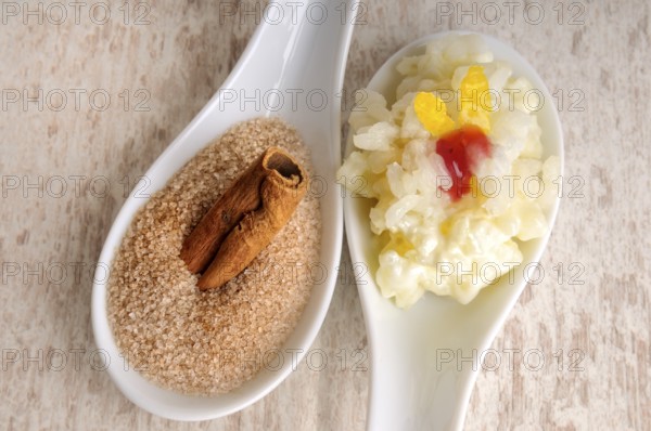 Rice pudding with cinnamon and sugar