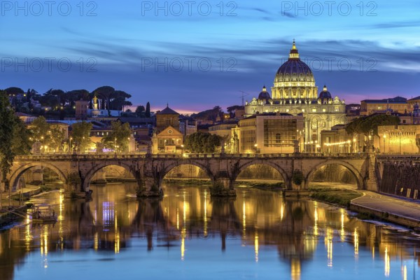 Sunset at Rome with Saint Peter's Basilica, Rome, Italy, Europe
