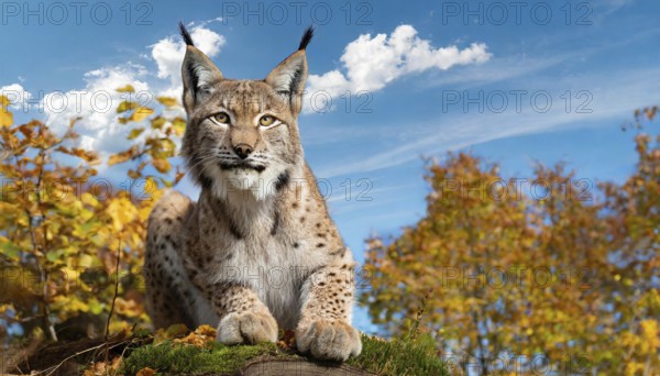 AI generated, animal, animals, mammal, mammals, biotope, habitat, a, single animal, foraging, wildlife, lynx, (Lynx lynx), autumn