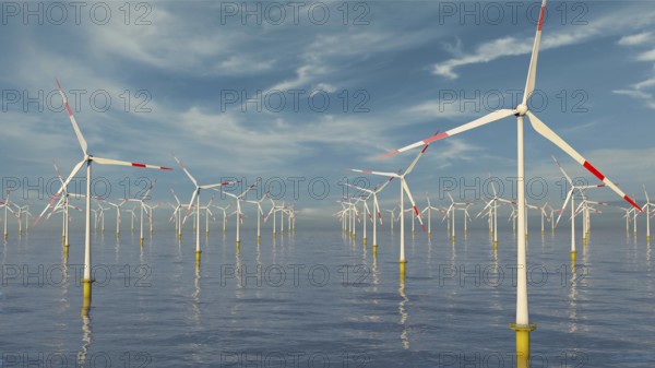 Symbolic image on the use of wind power at sea
