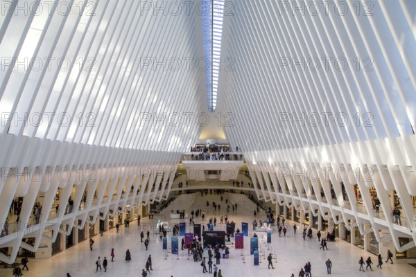 New York, United States of America, November 18, 2016: Interior view of the Oculus train station at the World Trade Center