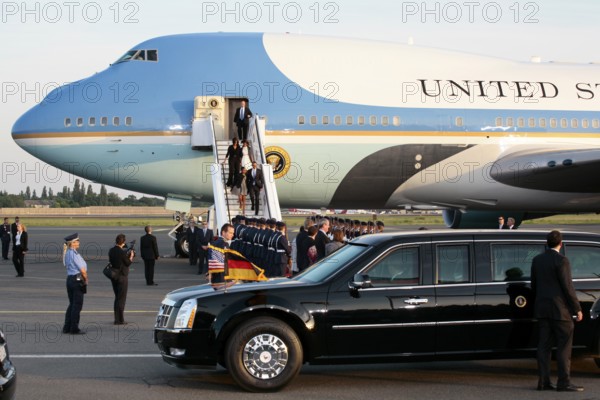 Arrival of President Barack Obama and family at Tegel Airport, with Air Force One, Berlin, Berlin, Germany, Europe