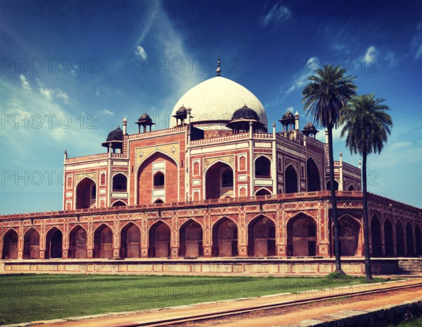 Vintage retro effect filtered hipster style image of Delhi famous indian landmark Humayun's Tomb. Delhi, India, Asia