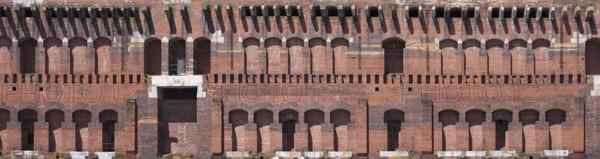 Detail of the masonry of the Congress Hall in the inner courtyard, unfinished National Socialist monumental building on the Nazi Party Rally Grounds, Nuremberg, Middle Franconia, Bavaria, Germany, Europe