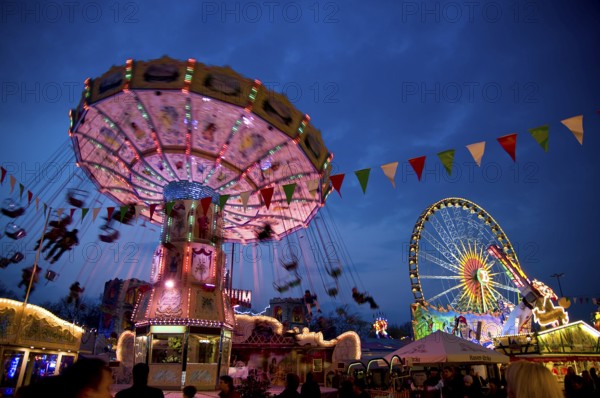 Carousel at the Plärrer, Europe, the traditional folk festival, in Augsburg, Swabia, Bavaria, Germany, Europe