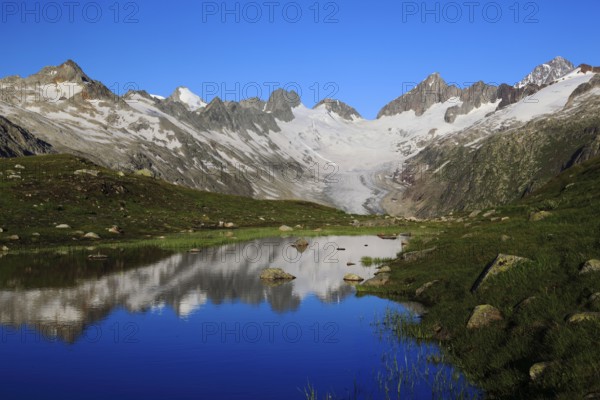 Oberaarhorn, 3638 m, Finsteraarhorn, 4274 m, Bernese Oberland, Bernese Alps, Switzerland, Europe