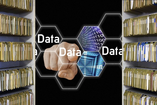 Symbolic image, digitisation of administration, outdated processes, dusty authorities, business-to-government market, old-style offices, antiquated filing cabinets, analogue expression, future fields of data processing, bureaucratic shackles, storage technologies, innovation, Germany digitally cut off