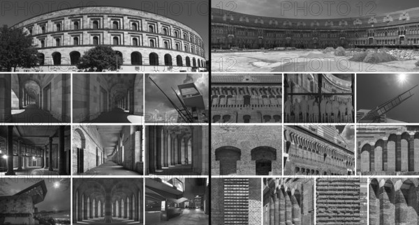 Exterior and interior view of the Congress Hall, unfinished National Socialist monumental building on the Nazi Party Rally Grounds, built from 1937 to 1939, today a museum, Nuremberg, Middle Franconia, Bavaria, Germany, Europe