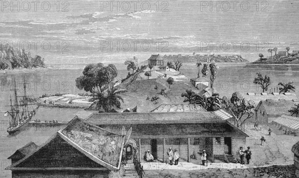Port Blair, City in the Andaman Islands and the Capital of the Indian Union Territory of Andaman and Nicobar Islands, 1869, India, Historic, digitally restored reproduction of an original 19th century artwork, exact original date unknown, Asia