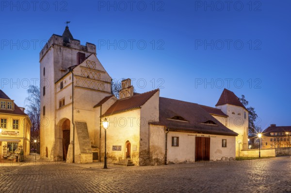 The Marientor at dusk, city gate of the former city fortifications, Naumburg, Saxony-Anhalt, Germany, Europe