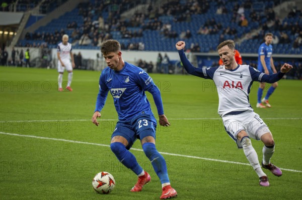 Football UEFA Europa League, 2024/25 season, matchday 7: TSG Hoffenheim v Tottenham Hotspur. On the ball: Adam Hlozek (23, Hoffenheim)