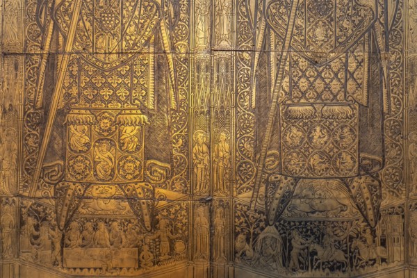 Monumental tomb slab of Bishops Ludolf and Heinrich von Bülow in Schwerin Cathedral of St Mary and St John, state capital Schwerin, Mecklenburg-Western Pomerania, Germany, Europe