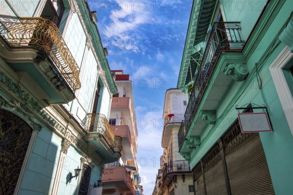 Colorful Old Havana streets in historic center Havana Vieja near Paseo El Prado and Capitolio.