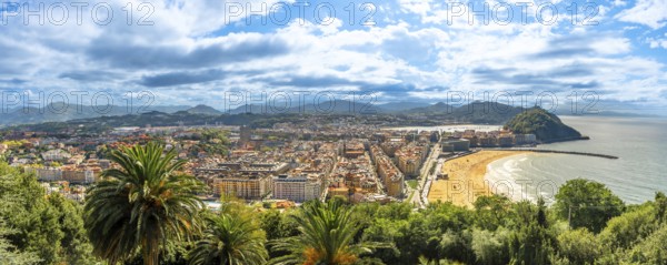 Panoramic view of Donostia San Sebastian from Mount Ulia, Gipuzkoa. Basque Country
