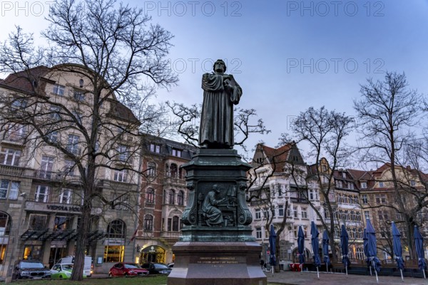 The Luther monument on Karlsplatz square in Eisenach, Thuringia, Germany, Europe
