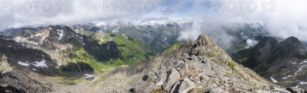 Mountain panorama, view from the summit of the Lasörling to the mountains of the Venediger Group, Lasörling Group, Hohe Tauern National Park, East Tyrol, Tyrol, Austria, Europe