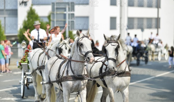 Participants and spectators at the traditional Schuetzenumzug on 09.07.2017 in Iserlohn, Germany, Europe