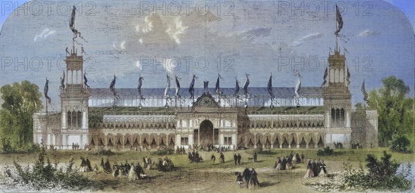 The Palace of the Third Schützenfest in Vienna, 1869, Austria, Historic, digitally restored reproduction of an original 19th century artwork, exact original date unknown, Europe