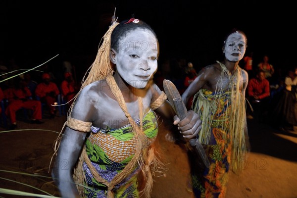 Sick women dancing a healing dance, healing ceremony, Nkala, Bandundu Province, Democratic Republic of the Congo