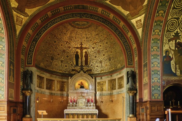 Interior of the Chapel of Grace as a northern extension of the monastery church of the Archabbey of St. Martin of the Benedictine monastery at Beuron in the Upper Danube Valley near Sigmaringen, Baden-Württemberg, Germany, 27 August, 2021, Europe