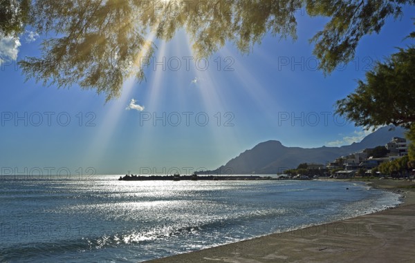 Mediterranean Sea, Plakias in the backlight, Crete, Greece, Europe