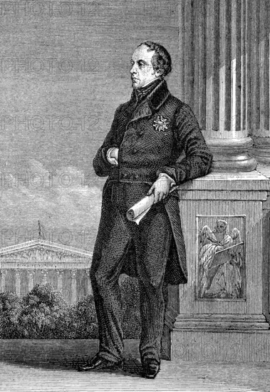 Francois Pierre Guillaume Guizot (4 October 1787) (12 September 1874) was a French politician and writer, Historic, digitally restored reproduction of a 19th century original, exact original date not known