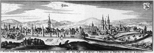 Fulda in the 17th century, Hesse, Germany, Historic, digitally restored reproduction of an original from the period, exact original date not known, Europe