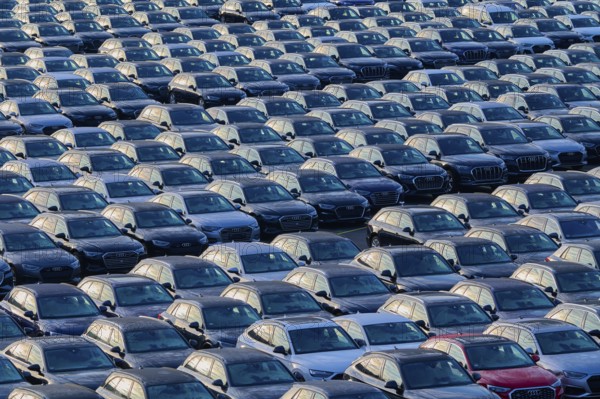 Large number of cars on assembly point, Brand Audi, Germany, Europe