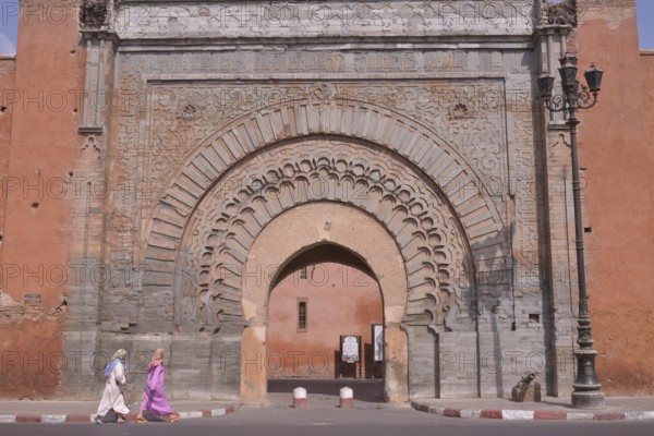 Bab Agnaou city gate, Medina, Altstadt, Marrakesh, Marrakesh-Tensift-El Haouz region, Morocco, Africa