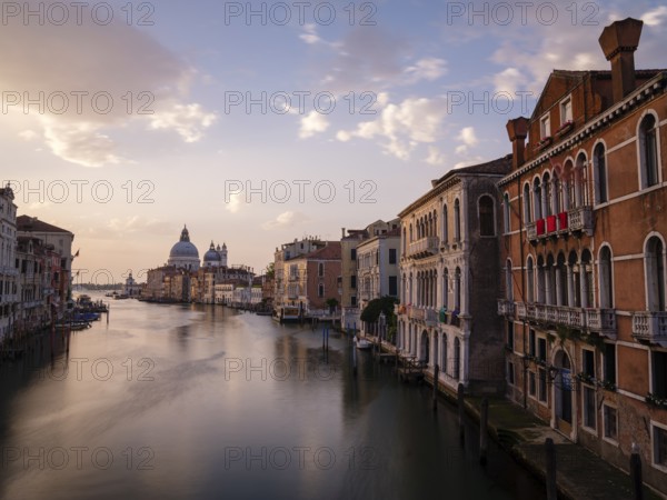 Grand Canal, Church of Santa Maria della Salute in the back, Venice, Veneto, Italy, Europe