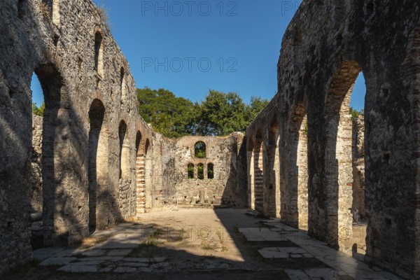 The Great Basilica in the archaeological ruins of Butrint or Butrinto National Park in Albania
