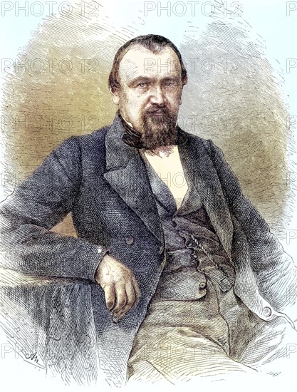 Jakob Dubs (26 July 1822 - 13 January 1879) was a Swiss politician, journalist, public prosecutor and judge, Historical, digitally restored reproduction of a 19th century original, exact original date unknown
