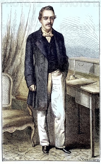 Paul Belloni Du Chaillu (31 July 1835 - 29 April 1903) was a French anthropologist and African explorer, Historical, digitally restored reproduction of a 19th century original
