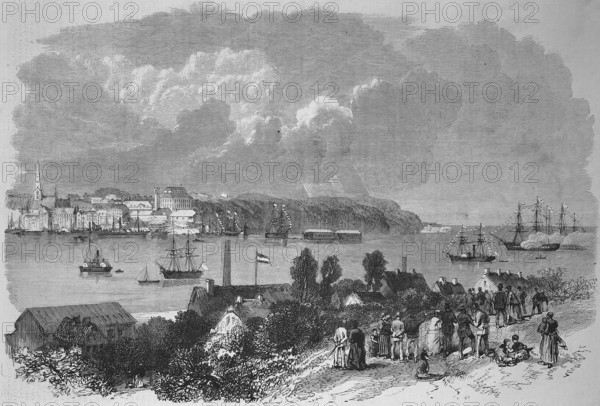 View of the Bay of Kiel in 1869, Schleswig Holstein, Germany, Historic, digitally restored reproduction of a 19th century original, Europe
