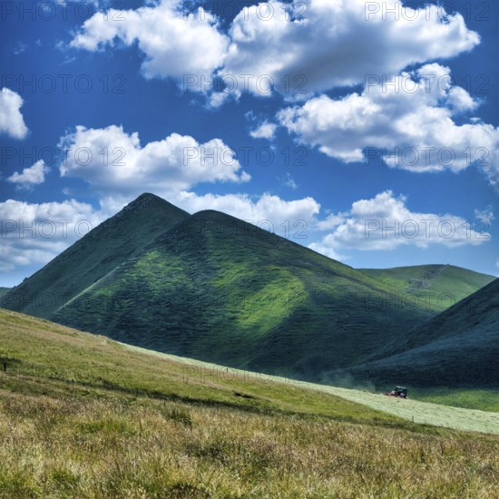 The Monts Dore. Regional park of the Auvergne volcanoes. The Puy de Monne at the Croix Morand pass, Puy de Dome department. Auvergne Rhone Alpes. France