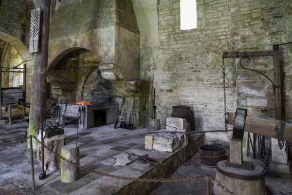 Forge at Fontenay Cistercian Abbey, Unesco World Heritage Site, Cote dOr, Burgundy, France, Europe