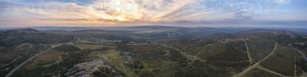 Sunset over Haytor Rocks, Dartmoor Park, Devon, England, United Kingdom, Europe