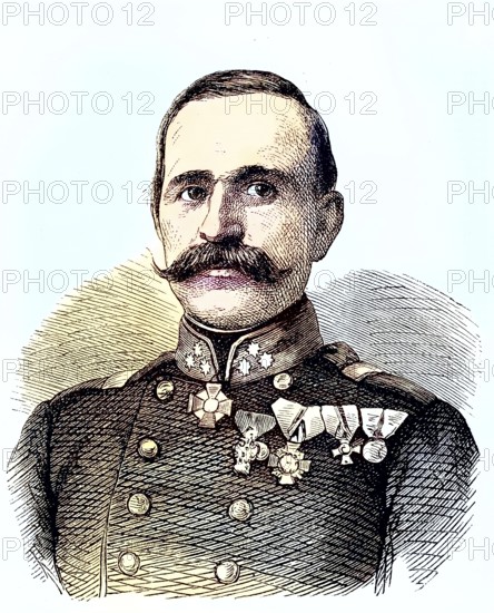 Members of the Princely Regency of Serbia 1869, Milivoje Blasnavac, first regent, Milivoje Petrovic Blaznavac (16 May 1824) (5 April 1873) was a Serbian politician and officer, Historical, digitally restored reproduction of a 19th century original, exact original date not known