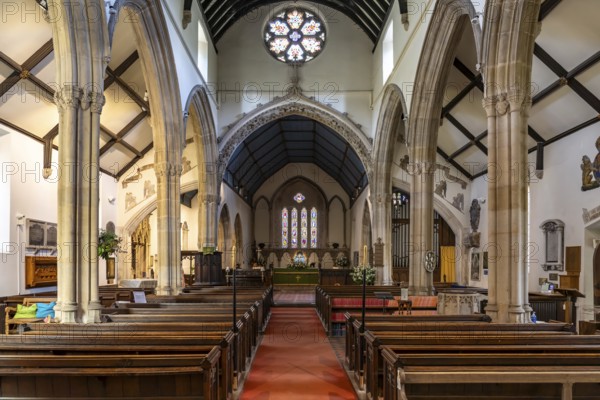 Interior of St Andrew's Church, Castle Combe, Cotswolds, Wiltshire, England, Great Britain