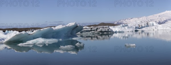 Icebergs on the Joekulsarlon glacial lake or lagoon