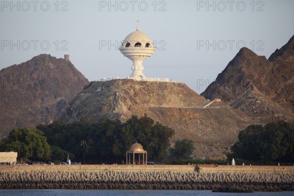 Incense burner monument, boat trip along the coast, Muttrah, Muscat, Oman, Asia