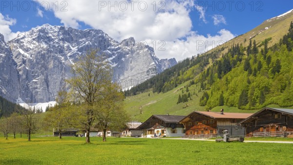 The alpine village of Eng in spring, Eng-Alm, Karwendel Mountains, Tyrol, Austria, Europe