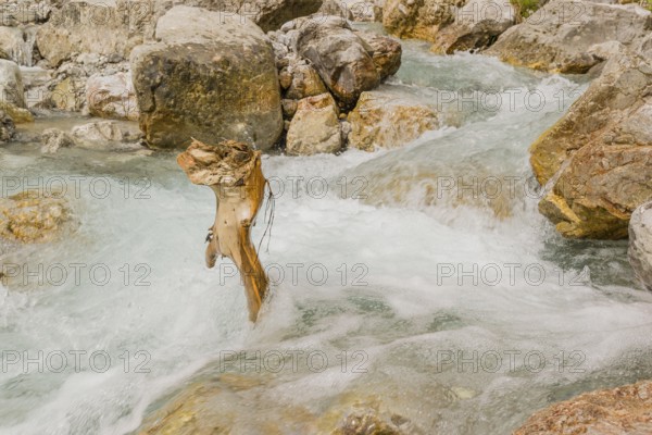 The Enger-Grund creek flowing fast through the Eng valley, Tyrol, Austria, Europe