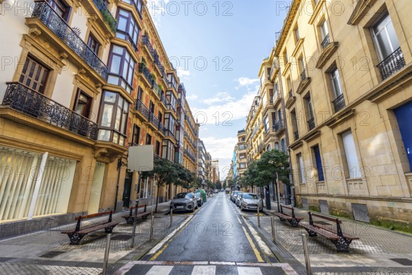 Streets of the Amara neighborhood without people in Donostia San Sebastian, Gipuzkoa. Basque Country