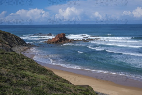 Vila do Bisbo, Algarve, Portugal - Ponta Ruiva Beach Praia da Ponta Ruiva, beautiful secluded sandy beach on the west coast near Villa do Bisbo