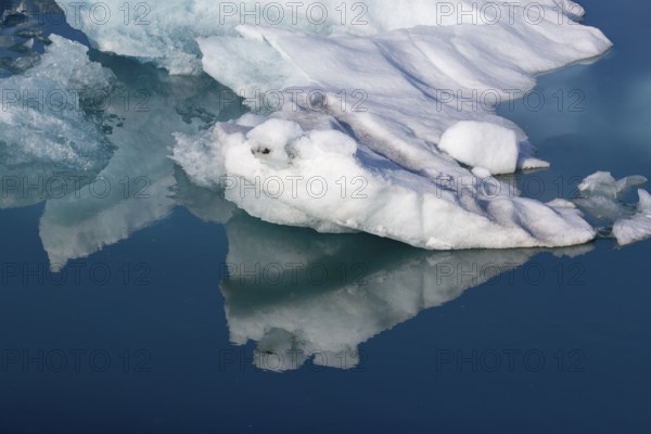Icebergs on the Joekulsarlon glacial lake or lagoon