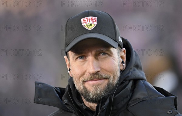 Coach Sebastian Hoeneß VfB Stuttgart Portrait smiles, MHPArena, MHP Arena Stuttgart, Baden-Württemberg, Germany, Europe