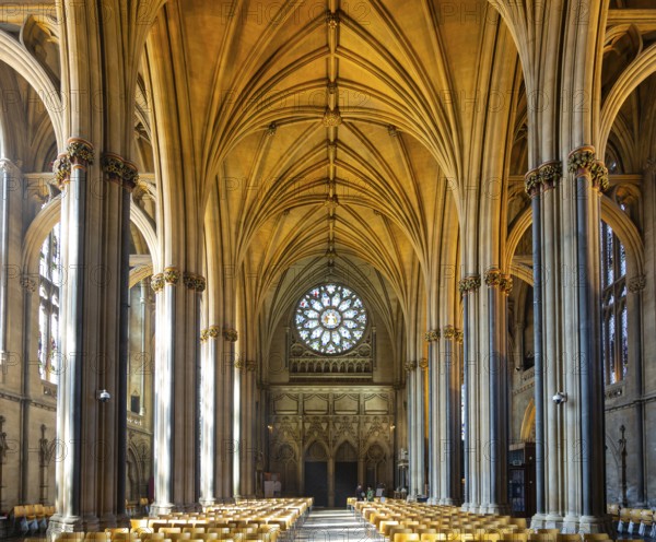Vaulted roof ceiling inside Bristol cathedral church, Bristol, England, UK