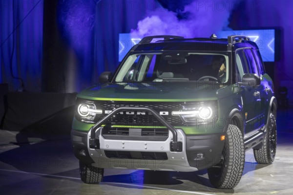 Detroit, Michigan USA - 9 January 2025 - Ford Vehicles are displayed at the 2025 Detroit Auto Show. One was the Ford Bronco Sport
